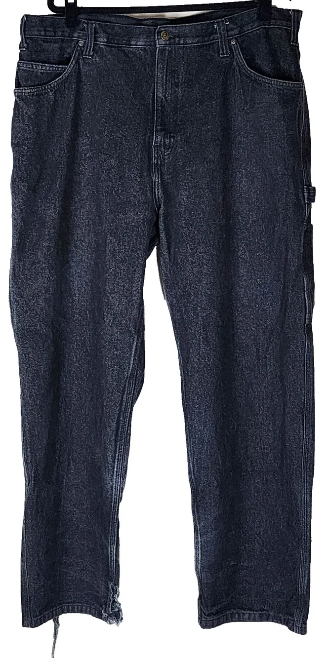 Ben Davis Men's Carpenter Black Pants Jeans Size 42 Baggy Faded Distressed